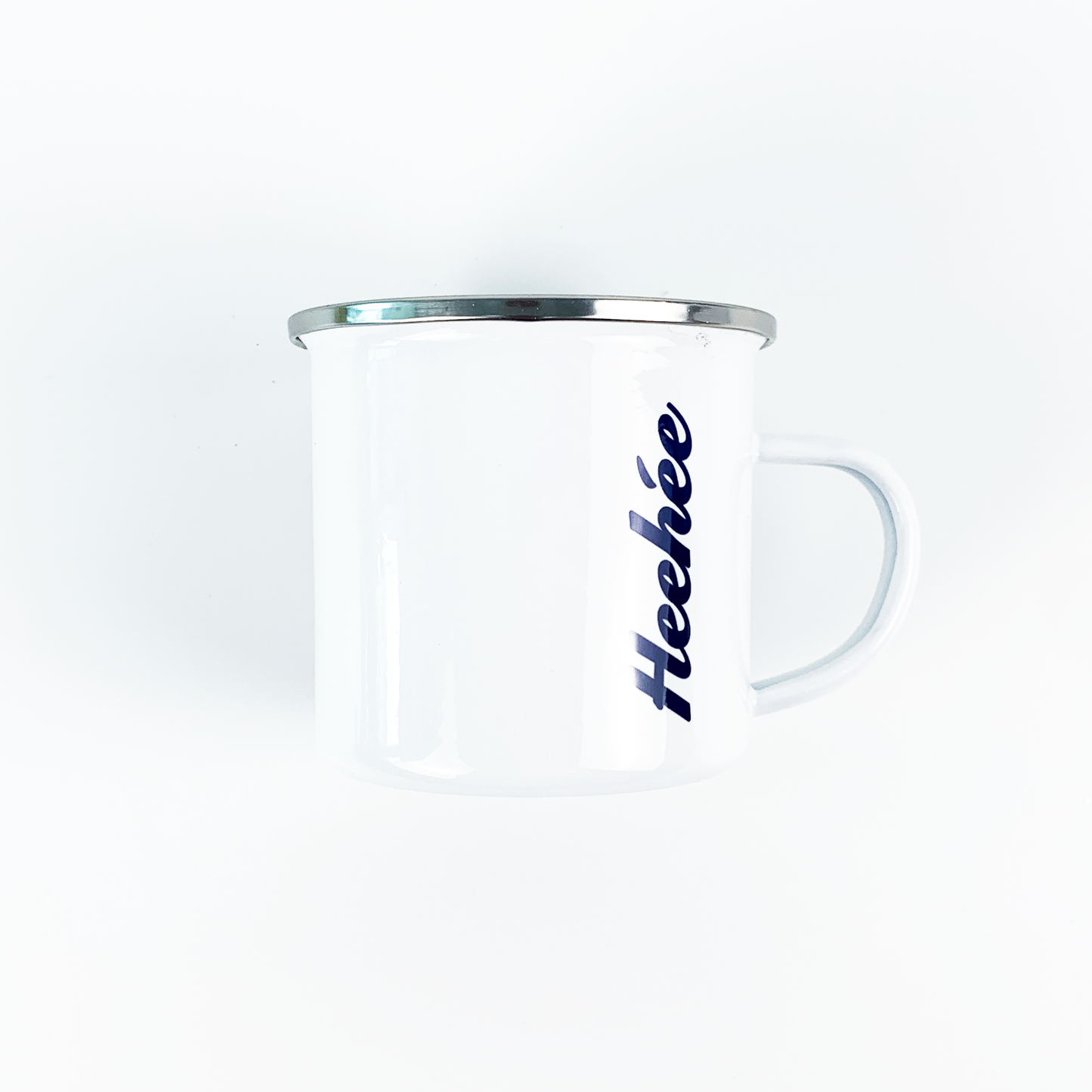 Heehee White Enamel Mug