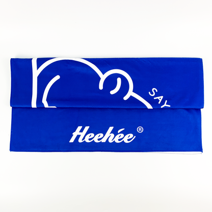 Say Heehee White on Blue Beach Towel